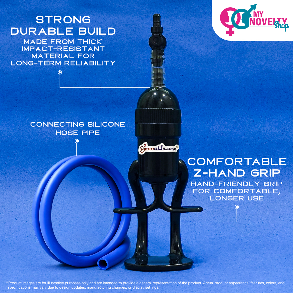Z-grip trigger pump handle with blue hose, made from durable material